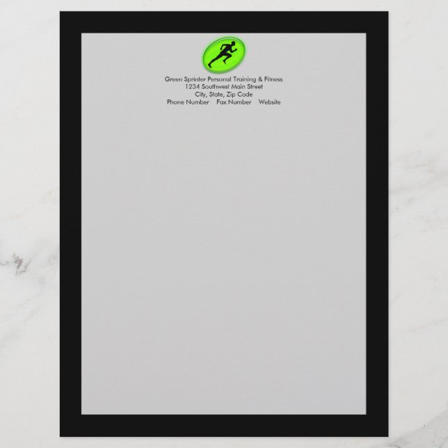 Green Glow Fitness Logo Letterhead (Front)