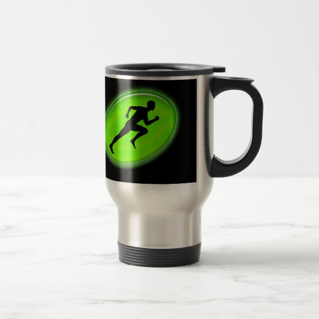 Green Glow Fitness Logo Travel Mug (Right)