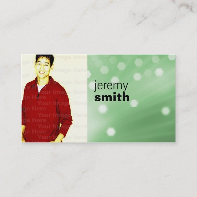 Green Glow Headshot Business Card (Front)