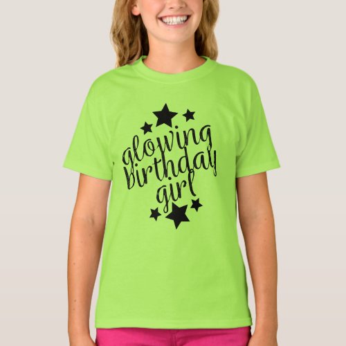 Green Glow Party Birthday - Girls Ruffle T-Shirt Green Glow Party Birthday _ Girls Ruffle T_Shirt