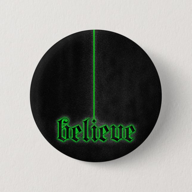 Green Glowing Believe Pinback Button (Front)