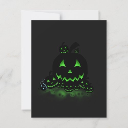 Green Glowing Black Halloween Jack O Lanterns Invitation