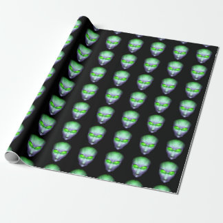 Green Glowing Eyes Alien Wrapping Paper