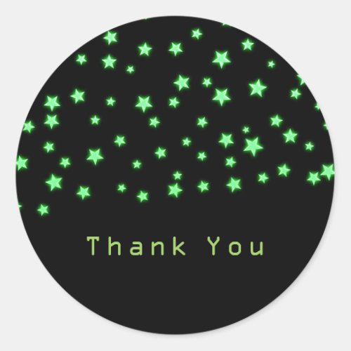 Green Glowing Stars Birthday Party Custom Favor Classic Round Sticker