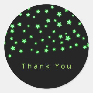 Green Glowing Stars Birthday Party Custom Favor Classic Round Sticker