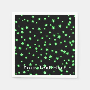 Green Glowing Stars Birthday Party Custom Napkins