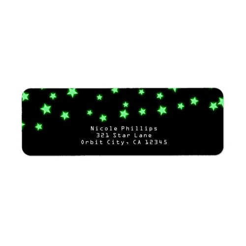 Green Glowing Stars Birthday Party Invitation Label