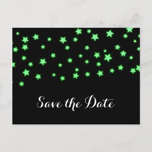 Green Glowing Stars Birthday Party Save the Date Announcement Postcard