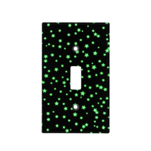 Green Glowing Stars Celestial Space Black Universe Light Switch Cover