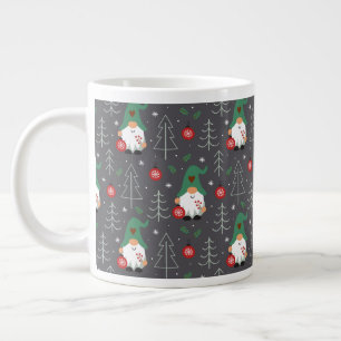 Green Gnome Christmas Tree Ornaments Pattern Giant Coffee Mug