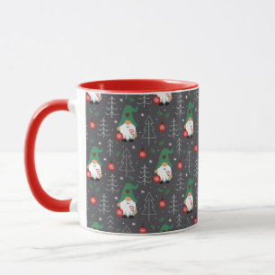 Green Gnome Christmas Tree Ornaments Pattern Mug