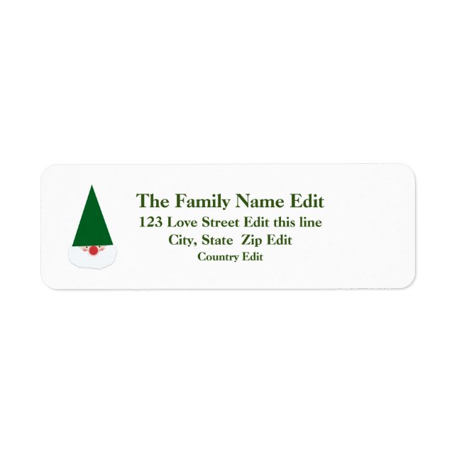 Green Gnome Return Address Label (Front)