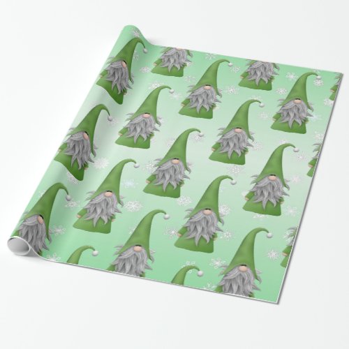 Green Gnome Wrapping Paper