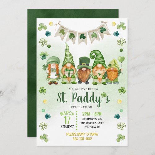 Green Gnomes St Paddys Leprechaun Invitation