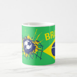 Green goal Brasil football soccer mug red