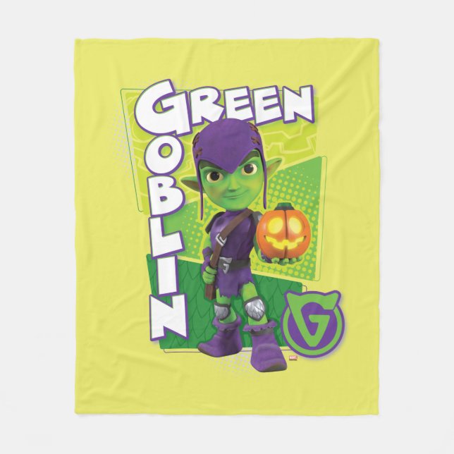 Green Goblin Character Badge Fleece Blanket (Front)