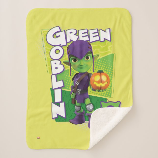 Green Goblin Character Badge Sherpa Blanket (Front)