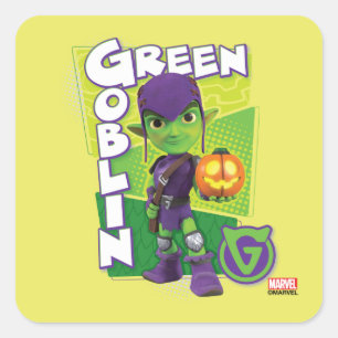 Green Goblin Character Badge Square Sticker