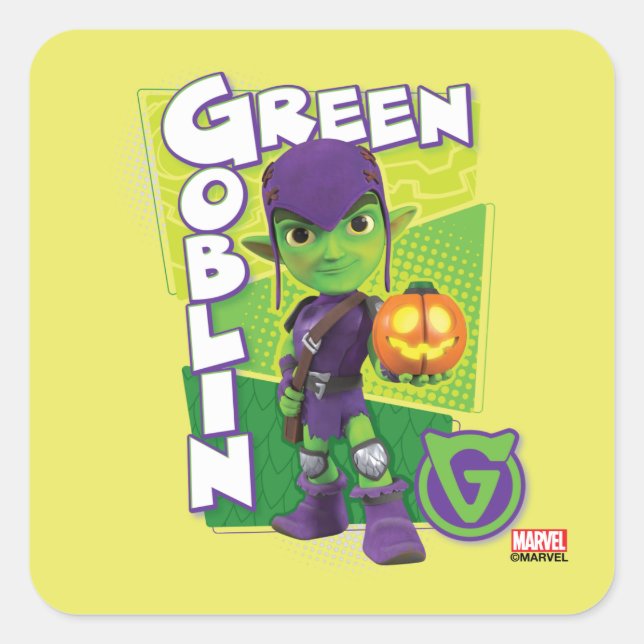 Green Goblin Character Badge Square Sticker (Front)