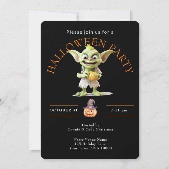 Green Goblin HALLOWEEN Party Invitation (Front)