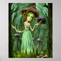Green Goddess in a Magic Forest Poster