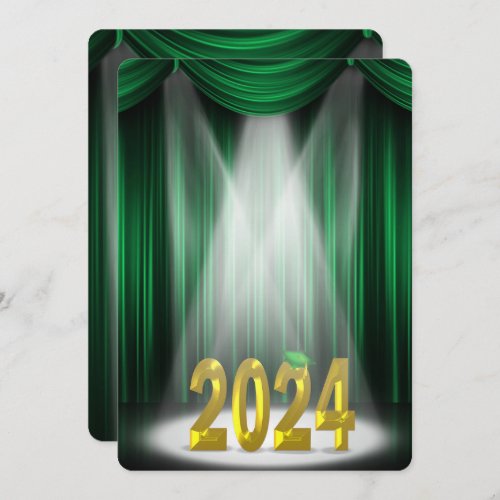 Green  Gold 2024 Graduation in Spotlight Invitation