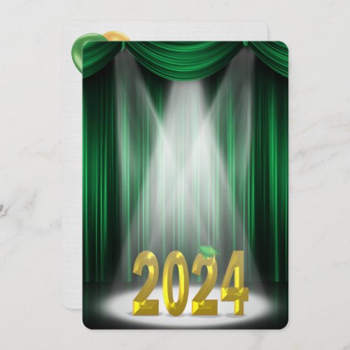 Green  Gold 2024 Graduation in Spotlight  Invitation