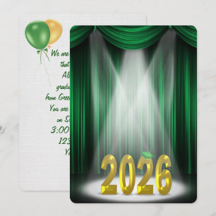 Green & Gold 2026 Graduation in Spotlight Invitation