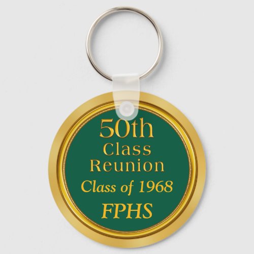 Green Gold 50th Class Reunion Gifts Personalized Keychain