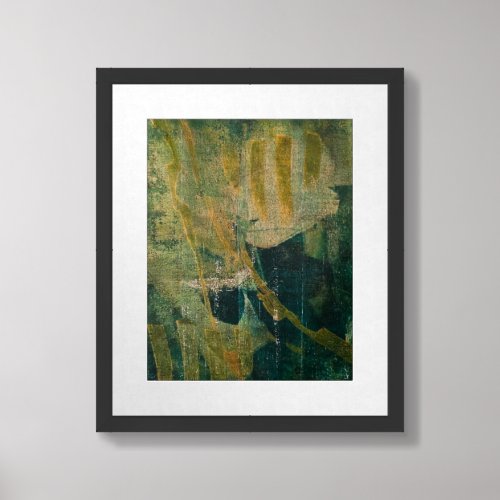 Green  Gold A Gel Print Abstract