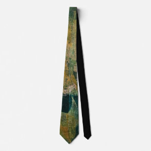 Green & Gold, A Gel Print Abstract Neck Tie