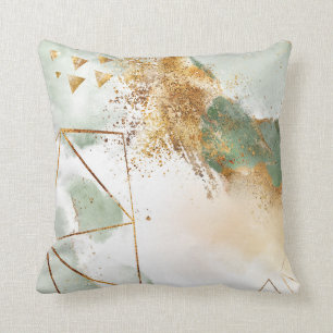 Green Gold Abstract Design Elegant Throw Pillow