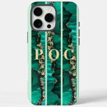 Green Gold Abstract Monogram Case-Mate