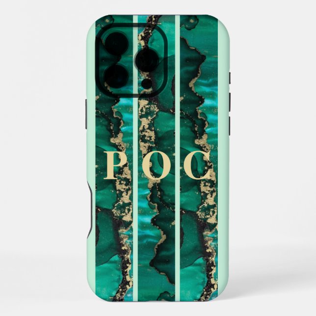 Green Gold Abstract Monogram Case-Mate Iphone Case (Back)