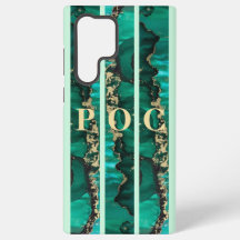 Green Gold Abstract Monogram Case-Mate
