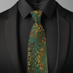 Green Gold Abstract Pattern Neck Tie