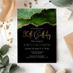 Green Gold Agate 90th Birthday Party Invitation<br><div class="desc">This trendy birthday invitation features a watercolor image of an agate geode in shades of dark, medium, and light green, with faux gold highlights. The words "90th Birthday" appear in faux gold glitter in decorative modern handwriting font. Customize it with the name of the guest of honor in gold art...</div>