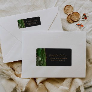 Green Gold Agate Dark Wedding Return Address Label