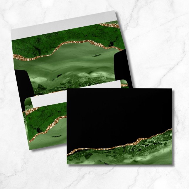Green Gold Agate Geode Wedding Envelope (Creator Uploaded)