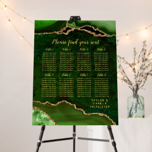 Green Gold Agate Wedding 8 Tables Seating Chart Foam Board