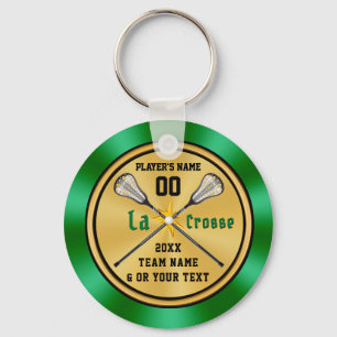Green, Gold and Black Cheap Lacrosse Gift Ideas Keychain