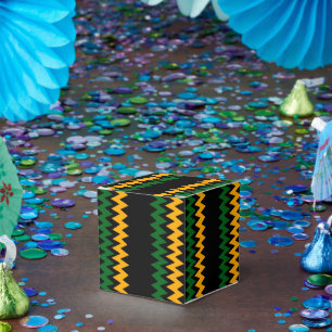 Green Gold And Black Chevron Design Favor Boxes