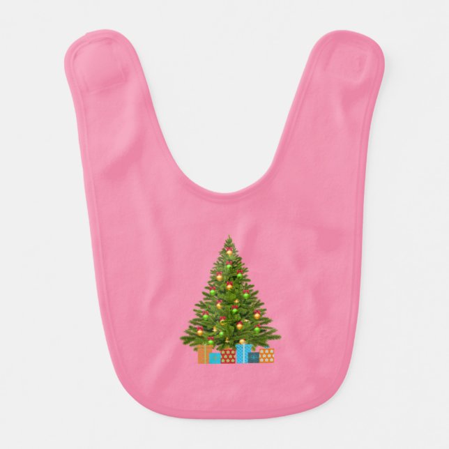 Green, Gold, and Gifts with Green Tree Baby Bib (Front)