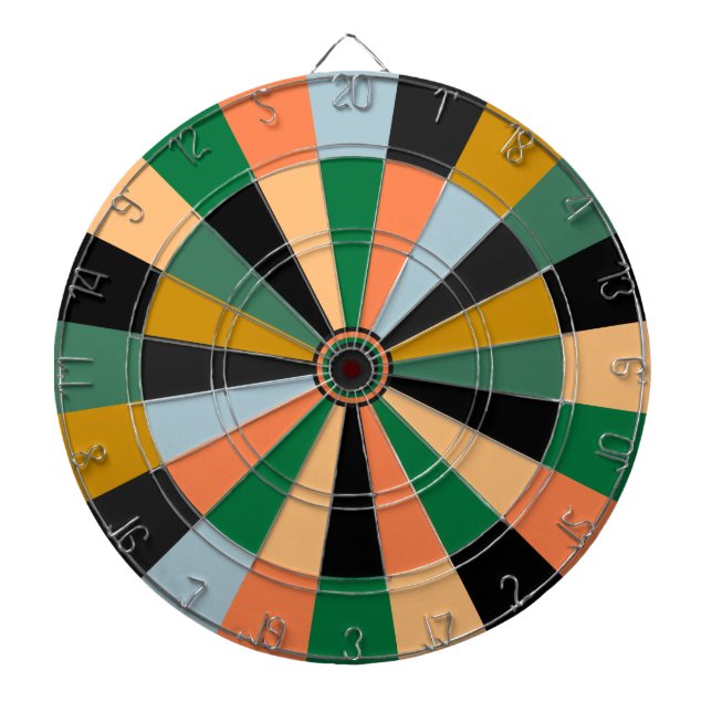 Green Gold and Orange Game Room Colors Dartboard (Front)