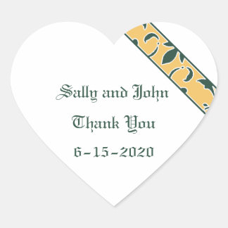 Green, Gold, and White, Damask Favor Sticker