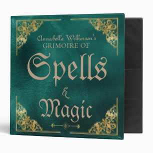 Green & Gold Antique Grimoire 3 Ring Binder
