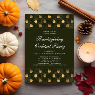Green Gold Apple Thanksgiving Cocktail Party Invitation
