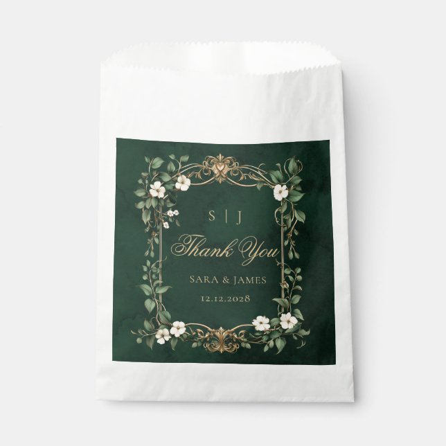 Green Gold Art Nouveau Enchanted Wedding Favor Bag (Front)
