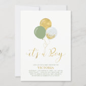 Green & Gold Balloons | Oh Baby Boy Baby Shower Invitation (Front)