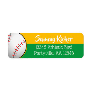Green & Gold Baseball Address Label